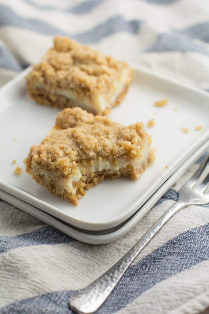 Oatmeal Lemon Cream Bars on a white dish