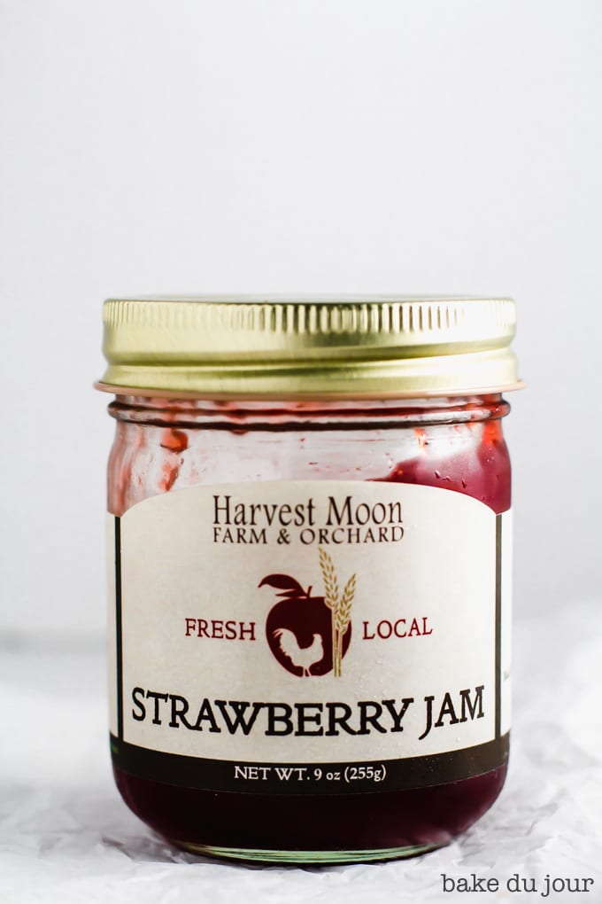 A jar of strawberry jam